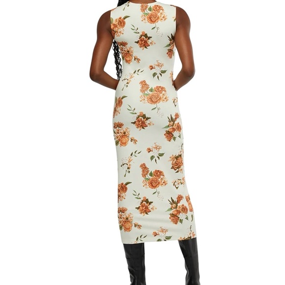 WeWoreWhat Muscle Tank Neutral Floral Midi Dress Size M NWT - Picture 2 of 7